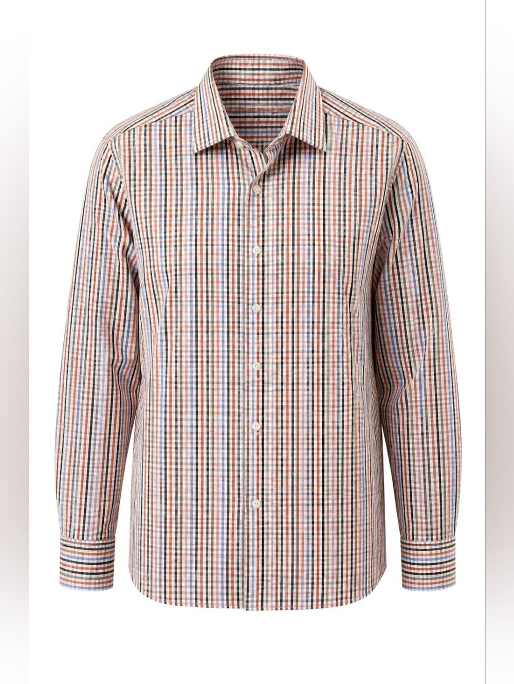 Michael Kors Men's Multicolor Checked Button-Down Shirt Sz 16.5 34/35 Slim Fit